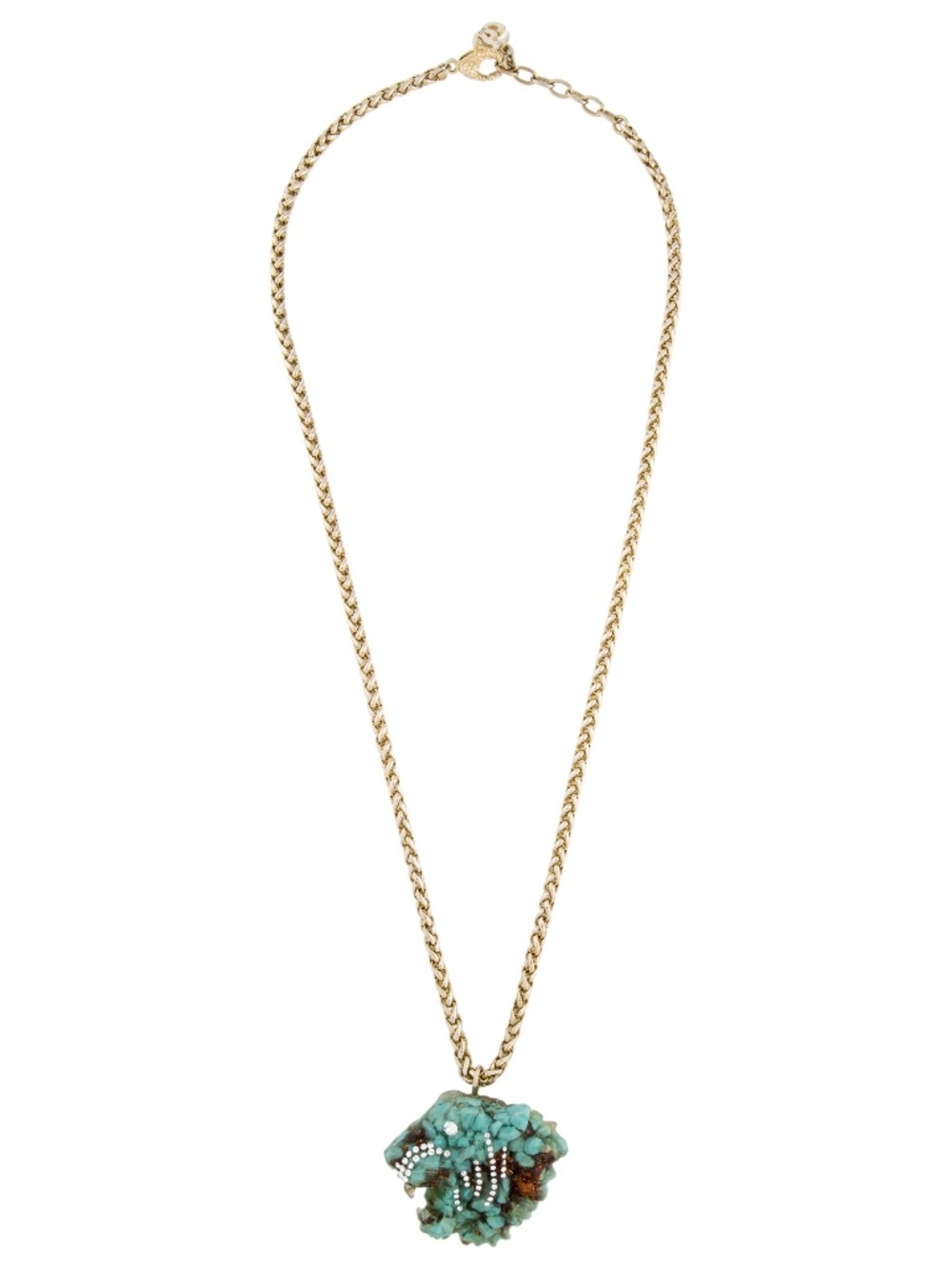 GUCCI | Rajah Turquoise Resin Tiger Head Pendant Necklace